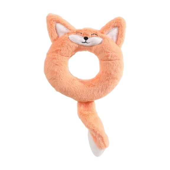 Donut Shaped Squeaky Plush Dog Toy, Soft Ring Chew for Puppy Teething, Interactive Boredom Relief, Small Medium Dogs(Orange)
