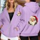 thumbnail image 2 of WILLBEST Sudadera para Mujer, Estilo Navideño, con Cremallera, Manga Larga, Bolsillo, Cordón Ajustable y Capucha Grande, 2 of 8