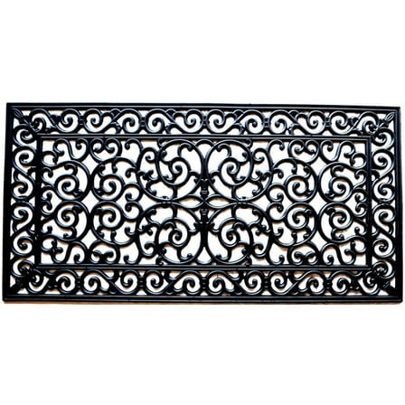 HomeRoots 573971 24 x 48 in. Black Rubber Outdoor Door Mat
