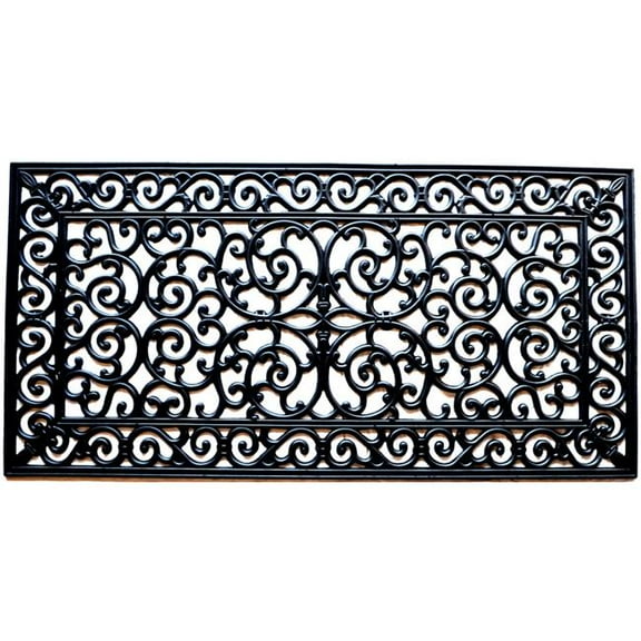 HomeRoots 573971 24 x 48 in. Black Rubber Outdoor Door Mat