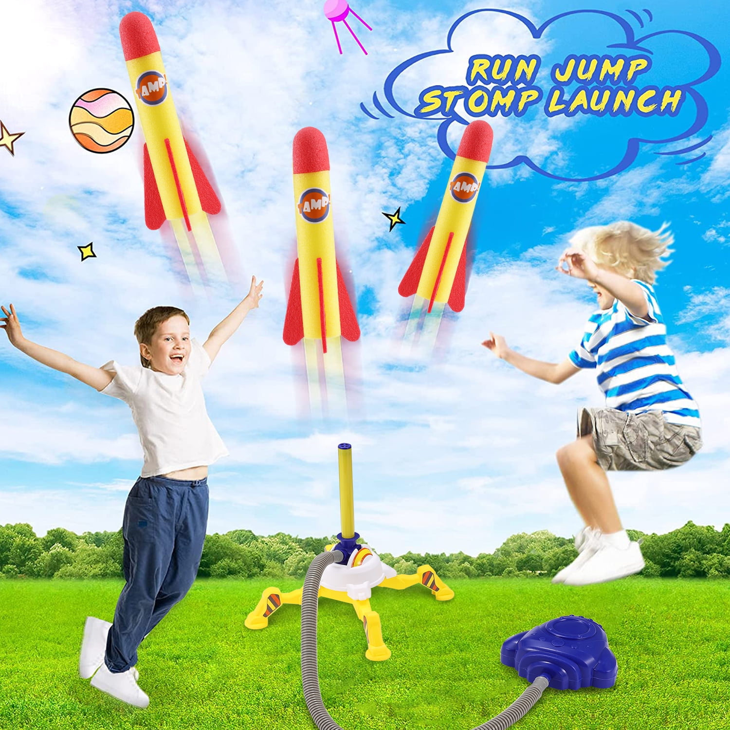 Anpro Toy Rocket Launcher Set for Kids, Rocket Outdoor Toys with