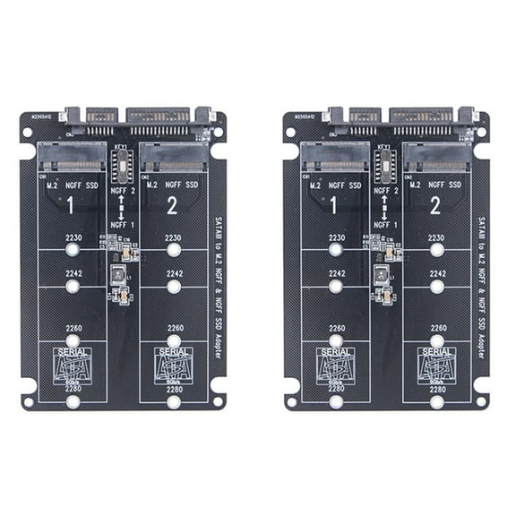 2X Dual NGFF to Adapter 2 Port M.2 SSD B Key to SATA3.0 6Gbps Converter for 2230 2242 2260 2280 M2 SSD for PC,2 x M.2 to 3.0 Adapter Card with Screws,Black