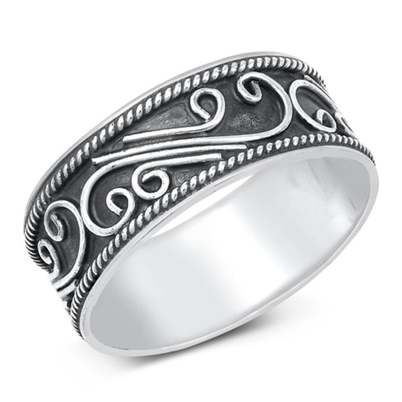 Oxidized Bali Ocean Wave Ring .925 Sterling Silver Band Jewelry Female Male Unisex Size 6
