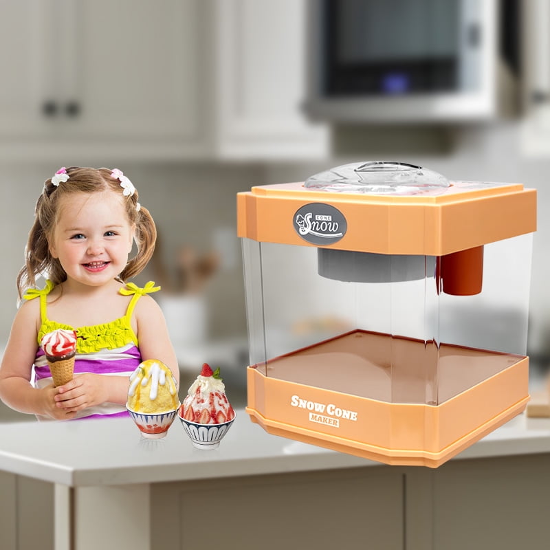 Snow Cone Maker, Tabletop Shaved Ice Machine for Slushies & Frozen Drinks, 2 Reusable Cups, Ice Scoop