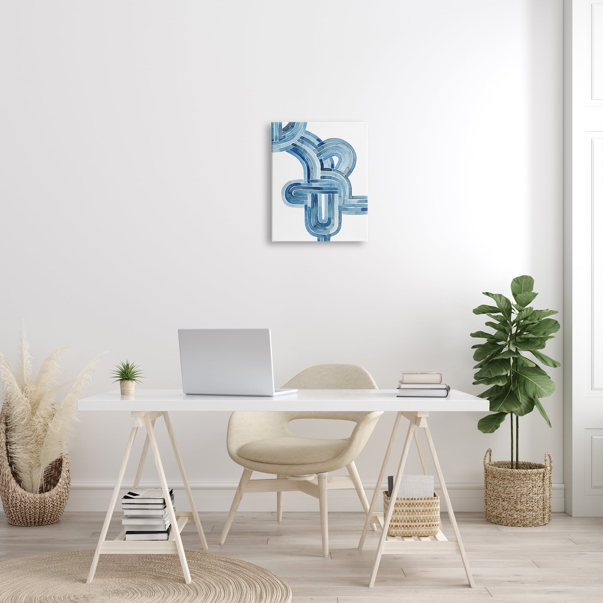 Stupell Industries Braided Blue Line Abstraction Modern Watercolor Weave, 16 x 20, Design by Grace Popp