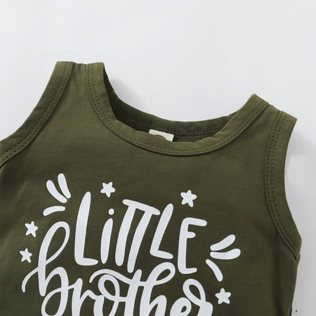 

KIMI BEAR Infant Boys Outfits 6 Months Infant Boy Spring Summer Outfits 12 Months Infant Boy Little Brother Sleeveless Tank + Meisai Prints Shorts 2PCS Set Green