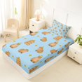thumbnail image 4 of Manfei Cartoon Capybara Twin Sheets,Juicy Orange Bedding,Blue,3-Piece,1 Fitted Sheet and 1 Pillowcase, 4 of 6