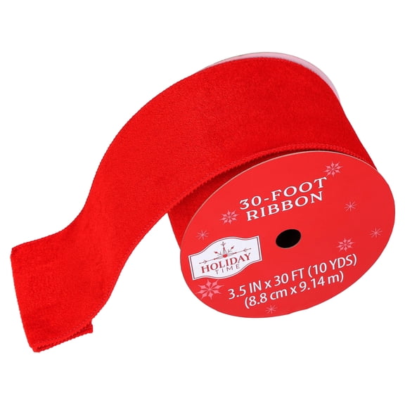 Red Velvet Christmas Ribbon, 3.5" x 30', by Holiday Time