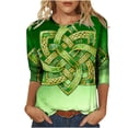 thumbnail image 2 of Mceream St Patricks Day Chandail pour Femmes Drôle Manches 3/4 Hauts Mignons Décontractés Col Rond T-Shirts Graphiques Trèfle Imprimé Floral 2026 Hauts Chemisiers Grande Taille Vert TTG, 2 of 5