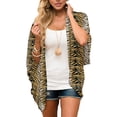 thumbnail image 1 of Women Floral Print Chiffon Kimono Cardigan Short Sleeve Loose Beach Wear Cover Up Blouse Top, 1 of 8