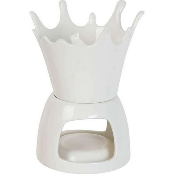 White Ceramic Butter Warmer Set, Unique Chocolate Melting Cup Fondue Pot Melter for Cheese Chocolate Butter Caramel