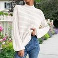 thumbnail image 4 of Suéter con cuello simulado Tejido de cable Color puro Hombro caído Manga larga Suéter de ajuste casual para mujer Blanco XL, 4 of 6