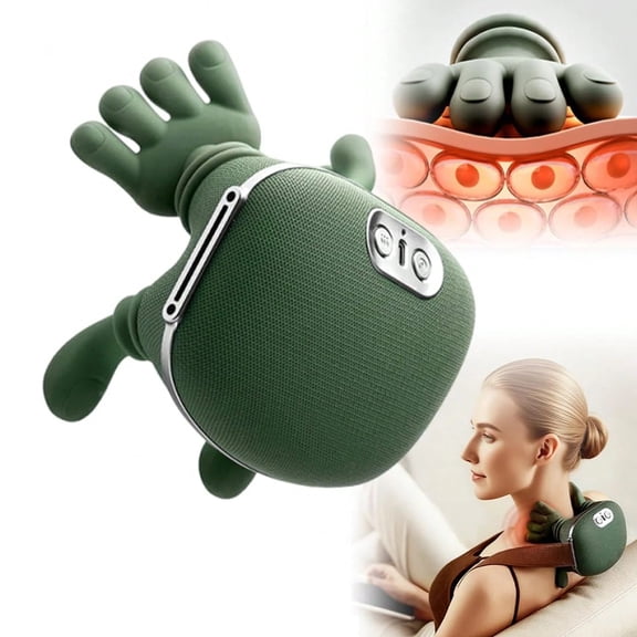 HEMXSZH 1 PCS Shoulder And Neck Massager, Acupressure Back And Neck Massager, Kneading Massage Pillow, Electric Massager, Therapeutic Massage, Acupressure Device, Kneading Design,  Green