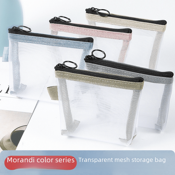 Bolsa de almacenamiento de malla transparente, monedero compacto portátil, bolsa de almacenamiento de cosméticos, bolsa de almacenamiento de tarjetas de llave