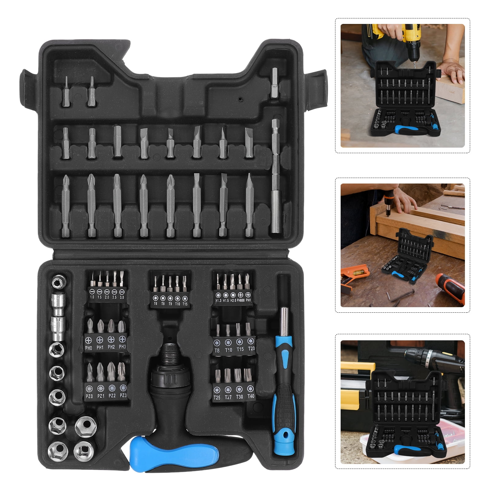 RENACLIPY 63-Piece Pin Extractor and Screwdriver Bit Tool Kit with Socket Set for Portable Use and Easy Device Repair