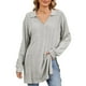 thumbnail image 2 of Sudadera con capucha gris,Camisa informal de manga larga con cuello vuelto para mujer, de invierno, lisa, de tejido elástico suave, corte regular para uso diario, sopatenor, 2 of 7