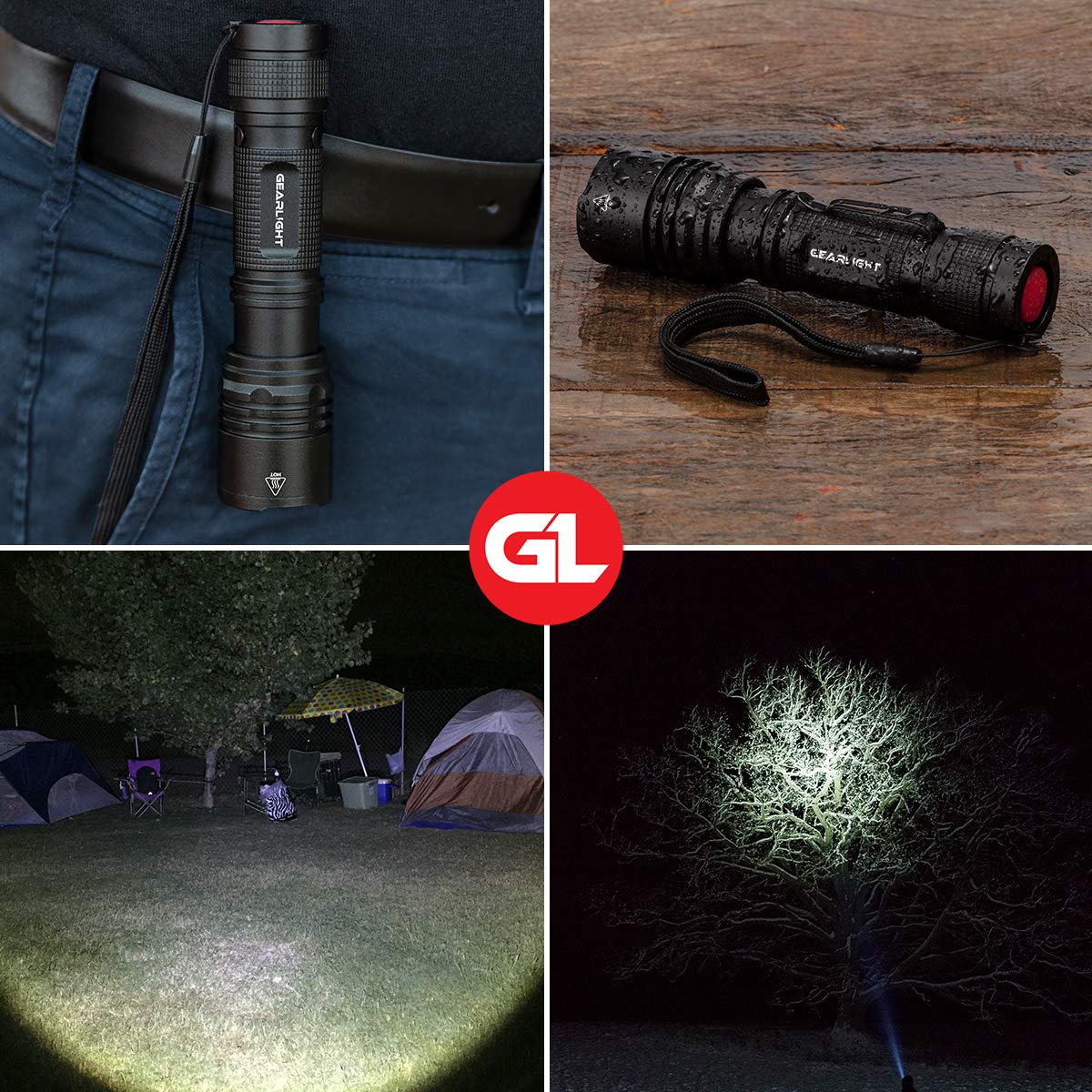GearLight TAC LED Tactical Flashlight [2 PACK] - Single Mode, High Lumen, Zoomable, Water Resistant, Flash Light - Camping, Outdoor, Emergency, Everyday Flashlights with Clip - image 5 of 7