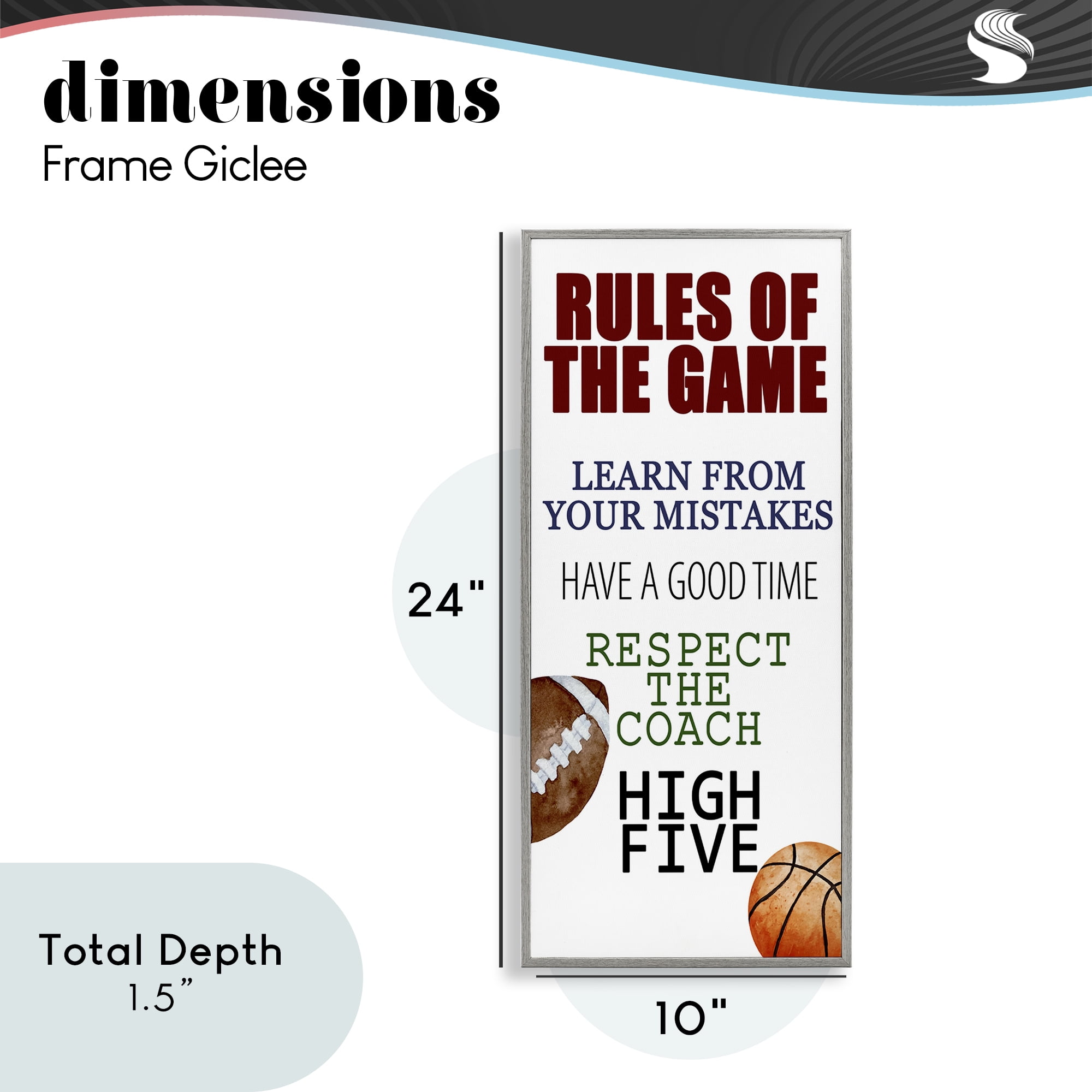 Motivational Rules Of The Game Gray Framed Giclee Art, design by Kim Allen