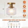 thumbnail image 5 of Parrot Uncle Modern Gold 1-Light Semi-Flush Mount Light with Clear Ribbed Glass Shade, Dimmable, 5 of 13