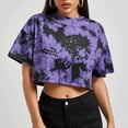thumbnail image 2 of WTXUE T-Shirts Short Sleeve, Crew Neck Womens Tops Ladies Blouses T Shirts Tie Dy Womens Shirts Tie Dye, Graphic Tees Graphic Tees Crop Tops | Casual for Women Purple XL, 2 of 9