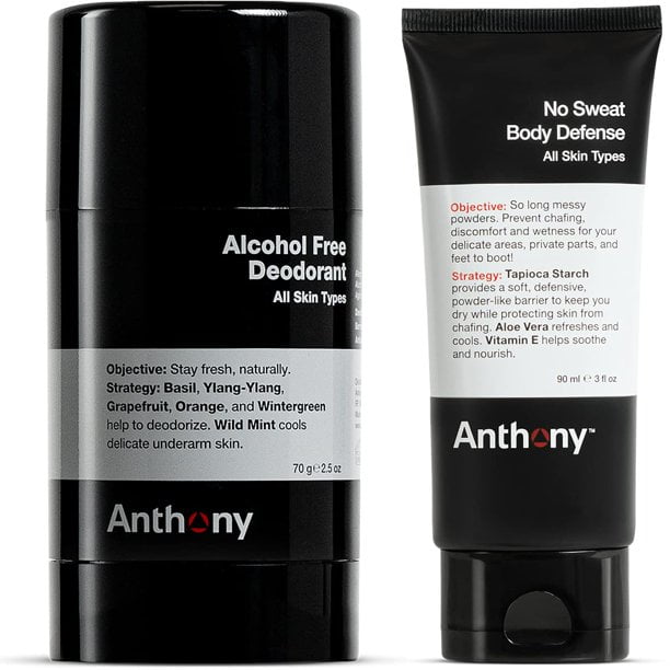 Anthony No Sweat Body Defense 3 oz et Déodorant Sans Alcool 2.5 oz