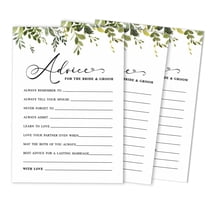 Inkdotpot Pack Of 50 Greenery Advice Cards, Advice & Wishes For The Bride and Groom, Mr and Mrs Wedding Game Activity 5x7 inches