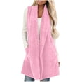 thumbnail image 2 of Dazajoo Sherpa Vest Womens Open Front Fleece Cardigan Sweater Lapel Collar Winter Sleeveless Fuzzy Jacket with Pockets,Pink,XXL, 2 of 8
