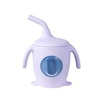 Wuztai Silicone Children's Straw Cup with Handle for Infants, Food Grade Leak-proof Training Cup, Learning Drink Cup for Babies 6 Months 
