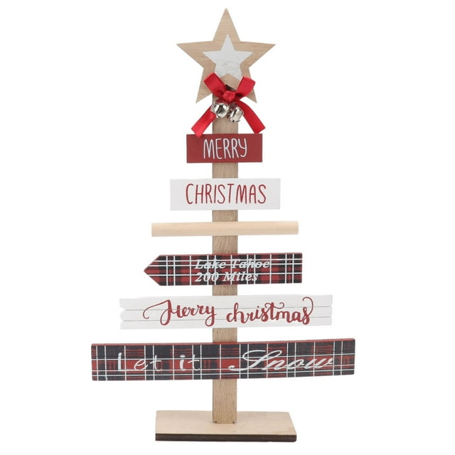 Adornos de mesa navideños, decoración de letrero de madera con Base para regalos, decoración del hogar, accesorio de diseño
