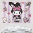 thumbnail image 1 of Kawaii Hello Kitty Sanrio My Melody Cinnamoroll Cartoon Blackgroud Cloth, lindo tapiz de pared para dormitorio, decoración de habitación, 1 of 4