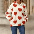 thumbnail image 2 of Xudanell Winter Oversized Hoodies for Women Hooded Heart Printed Fall Sweaters for Women Plush Sweater Cozy Red S, 2 of 7