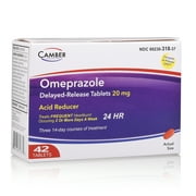 Camber Consumer Care Omeprazole 20mg Delayed-Release Tablets, Heartburn and Acid Reflux Medicine (42 Count)