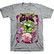 Mens Nickelodeon Invader Zim Shirt - Retro Nick Invader Zim tee - Classic Nick Graphic T-Shirt (Athletic Heather, X-Large)
