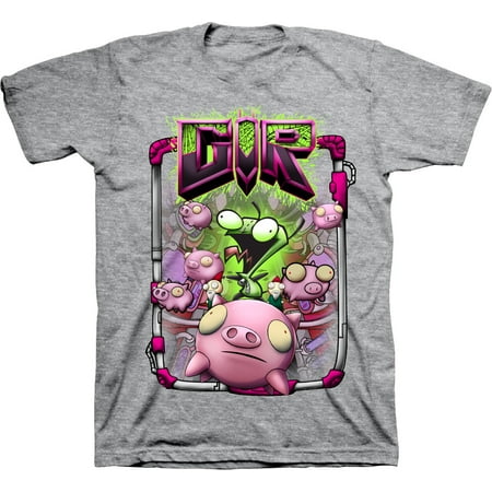 Mens Nickelodeon Invader Zim Shirt - Retro Nick Invader Zim tee - Classic Nick Graphic T-Shirt (Athletic Heather, X-Large)