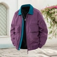 thumbnail image 2 of MIXUE Mens Coats And Jackets Autumn Winter Solid Color Lapel Long Sleeve Pockets Casual Comfortable Coat Sportswear,Purple,L, 2 of 3