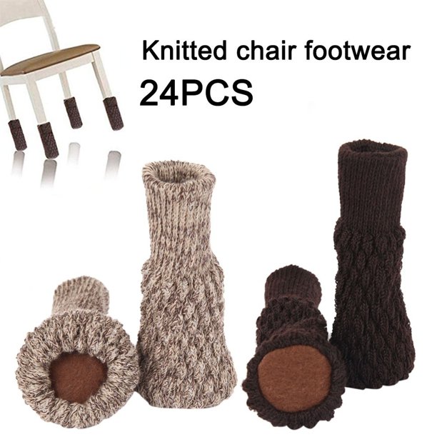 24PCS Chair Leg Socks Knit Non-Slip Table Floor Protector Furniture