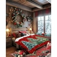 thumbnail image 4 of Christmas Tree Flannel Blanket for Bed,Travel and Camping, Watercolor Winter Snowflakes Red Super Soft Cozy Blanket for All Seasons 60" x 80", 4 of 6