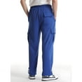 thumbnail image 3 of Mens Cargo Sweatpants - Open Bottom Fleece Baggy Plus Size Drawstring Waist with Pockets Athletic Joggers for Hiking & Workout​ Blue S, 3 of 4