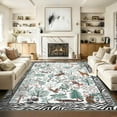thumbnail image 2 of Hasoo Large Washable Rug 9' x 12' Area Rug for Living Room Modern Floral Jungle Plant Animal Non-Slip Neutral Indoor Decor Carpet, Beige, 2 of 5