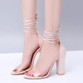 thumbnail image 4 of Zapatos de mujer Vendaje Tacones altos Sandalias de tacón grueso de moda transparente para mujer Wmkox8yii shjk3601, 4 of 5