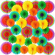 36 Pcs Halloween Party Decorations Day of The Dead, Colorful Hanging Paper Fans Fiesta Party Supplies Mexican Theme Photo Prop for Carnival, Dia De Muertos, Birthday