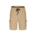 thumbnail image 3 of Homenesgenics Men's Shorts Cargo Solid Color Sports Fitness Elastic Waist Drawstring Workwear Multi-Pocket Cropped Pants Brown XXL, 3 of 8