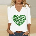 thumbnail image 2 of VALMASS St Patrick's Day 3/4 Sleeve V Neck Shirts Women Casual Cute Print Tee Plus Size Pullover Tops (S, Green), 2 of 5