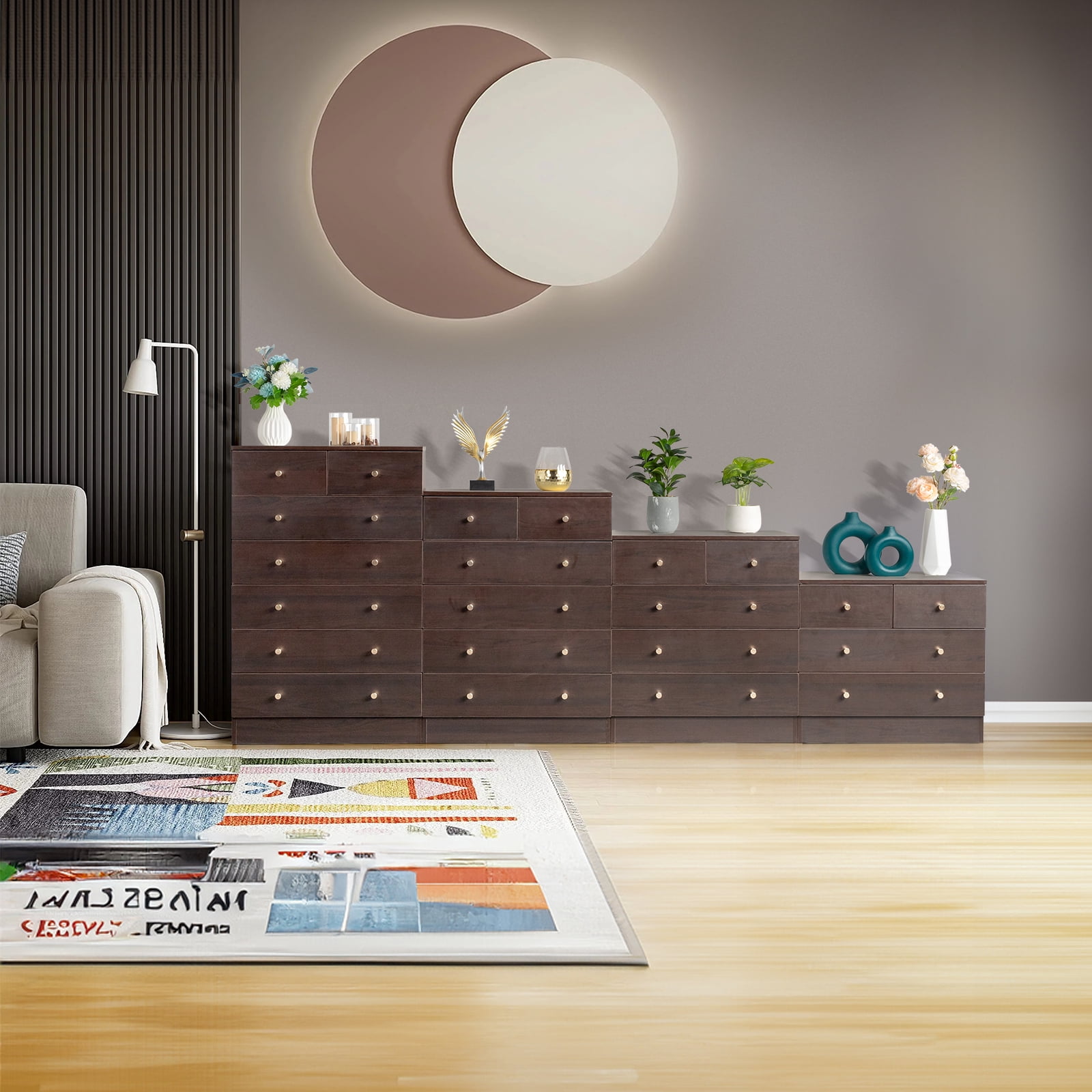 UBesGoo 5 Drawer Wood Dresser for Bedroom, Chest of Drawers, Storage Organization Unit for Clothing, Brown