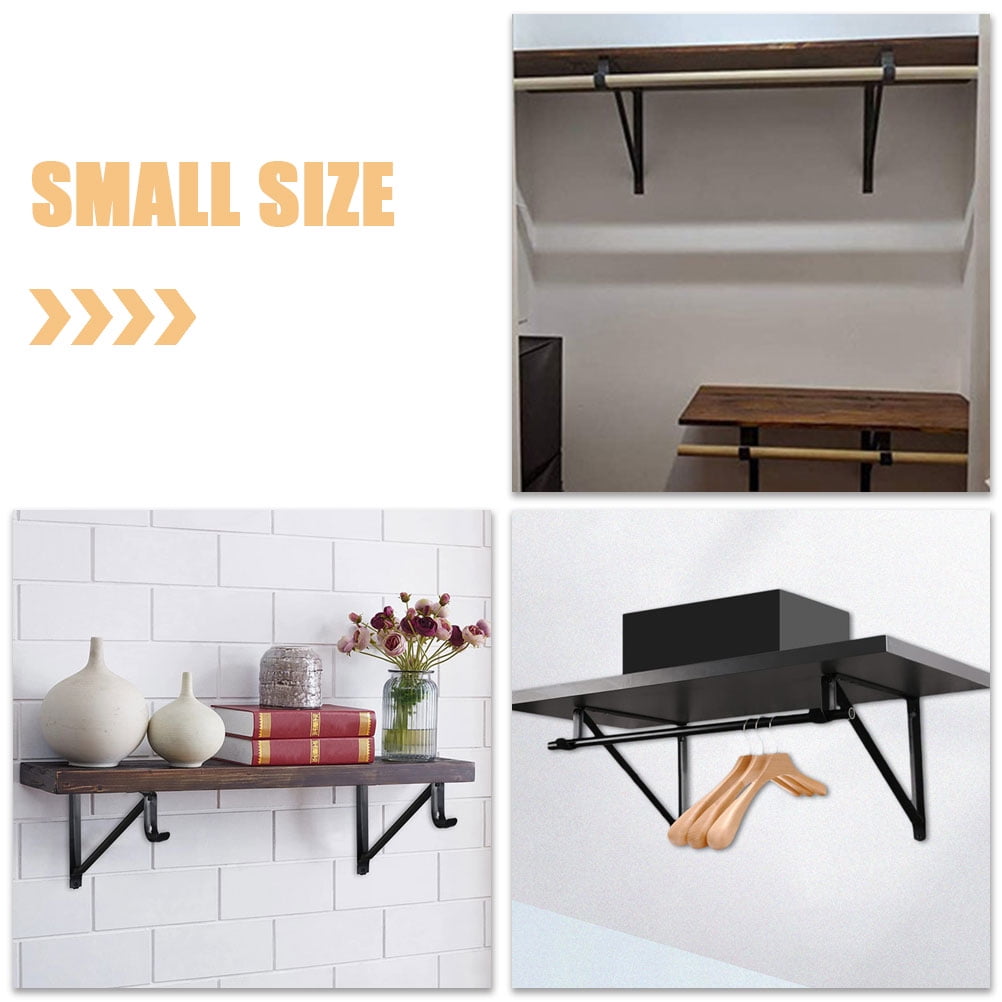 WHAMVOX 2pcs Shelf Brackets Floating Shelves Supports Floating Shelf Bracket Hook Design Wall Shelf Metal Brackets