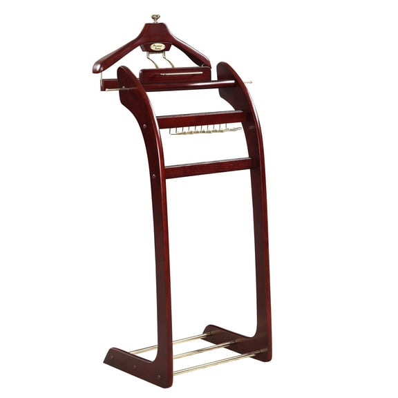 Vl16158 Windsor Signature Valet Dark Mahogany with Brass Hardware, Built in Tie Rack, Detachable Hanger for Easy Access