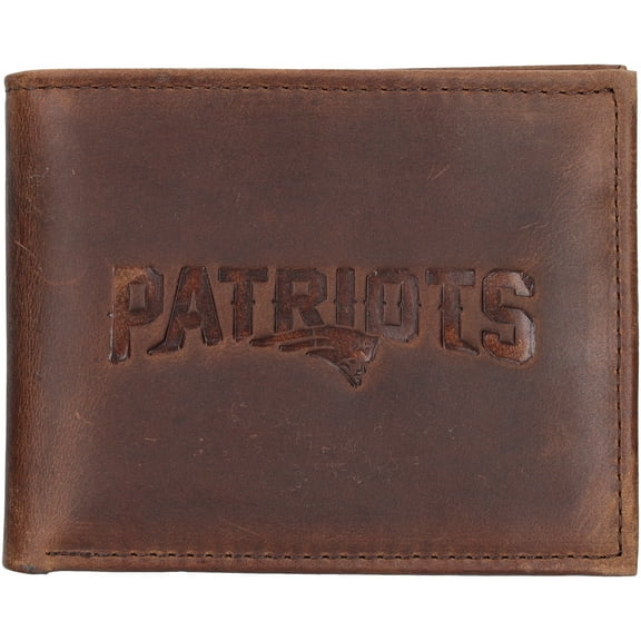 Brown New England Patriots Bifold Leather Wallet