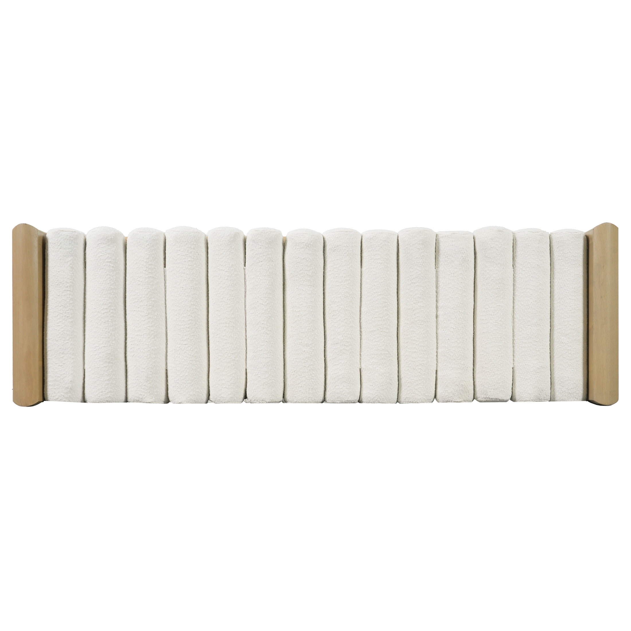 Christopher Knight Home 62.8" Modern Chenille Ottoman Bench with Rolled Cushions, Wood Frame, Natural