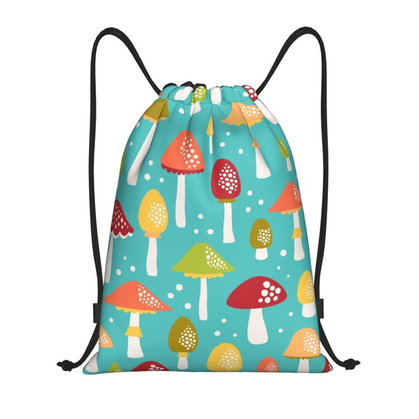 Fotbe Mushrooms Bolsa Mochila con Cordón Estampada, Bolsa de Gimnasio Deportiva, Bolsa Cinch, Bolsa con Cordón para Hombres y Mujeres-Medium