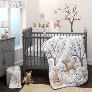 Deer Park 3-Piece Crib Bedding Set, Gray and Tan